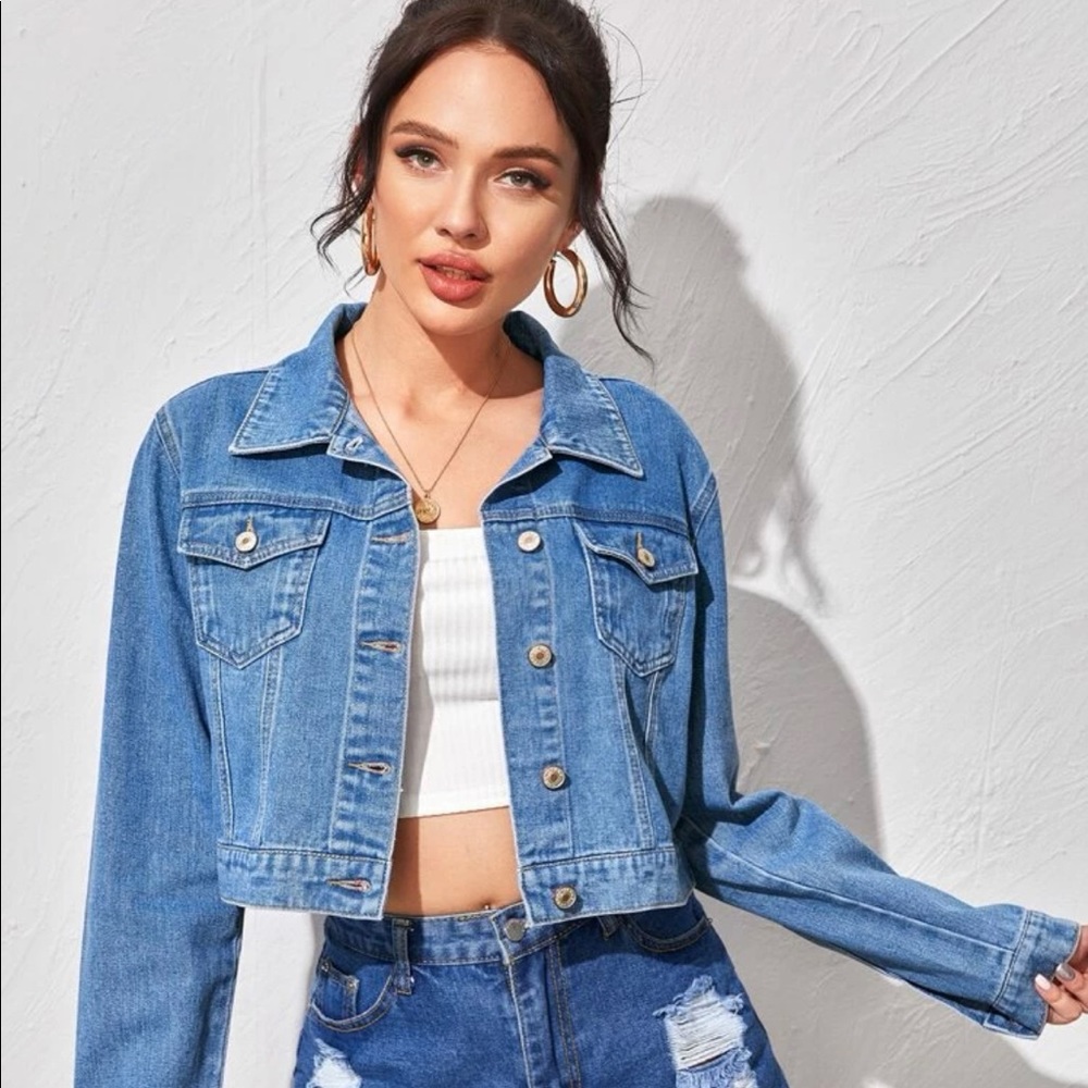 Button Front Crop Jean Jacket!